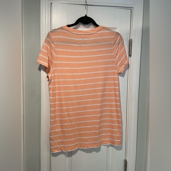NWOT J. Crew Size L Coral Stripe Slub Tee Shirt Crew Neck Short Sleeve L - Picture 8 of 11